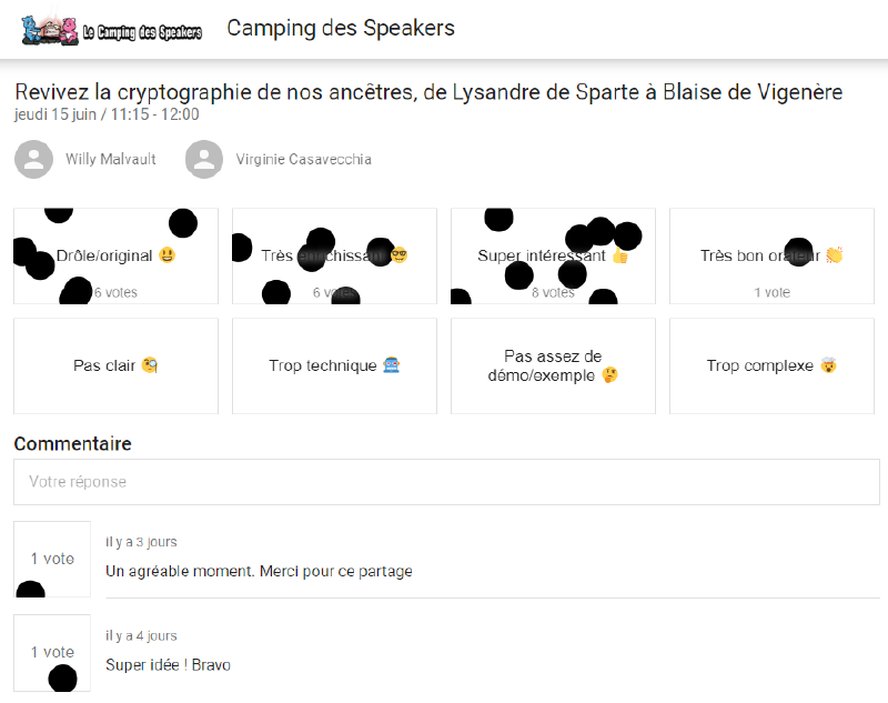 Capture d&rsquo;écran du retour open feedback.