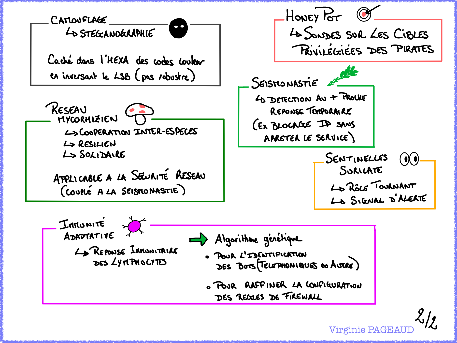 Sketchnote Biomimétisme et cybersécurité, 2 sur 2